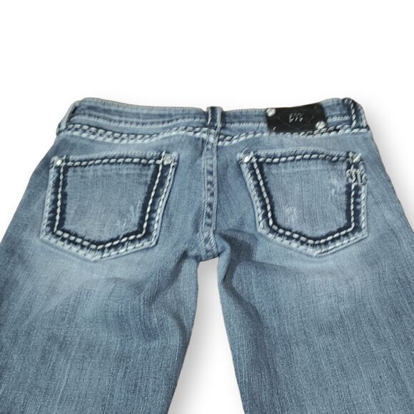 Miss Me Contrast Stitched Boyfriend Fit Bling Cropped Denim US 26 - Picture 6 of 12